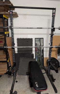 Weight Equiptment Bundle (Olympic barbell, power rack, powerblock dumbbell, plates)