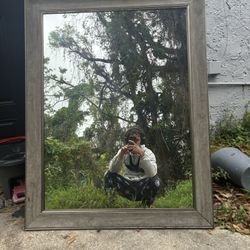 SEND OFFERS grey wooden mirror
