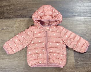 Toddler Girls 12-18 Month Mauve Puffer Swan Zip Jacket 