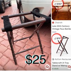 $25 Vintage Mid century Wooden Buttler Serving Tray Stand/Suitcase rack