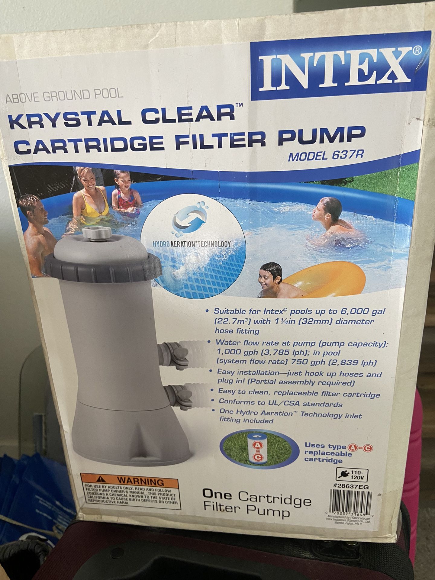Intex Krystal Clear Cartridge Filter Pump for Sale in Tacoma, WA
