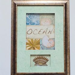 Beautiful 3D  Framed Ocean Sign Saying Wall Decor For Home Office Or Camper. 