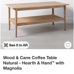 wood and cane coffe table