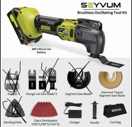 Oscillating Tool Kit, SEYVUM Brushless & Cordless Oscillating Saw