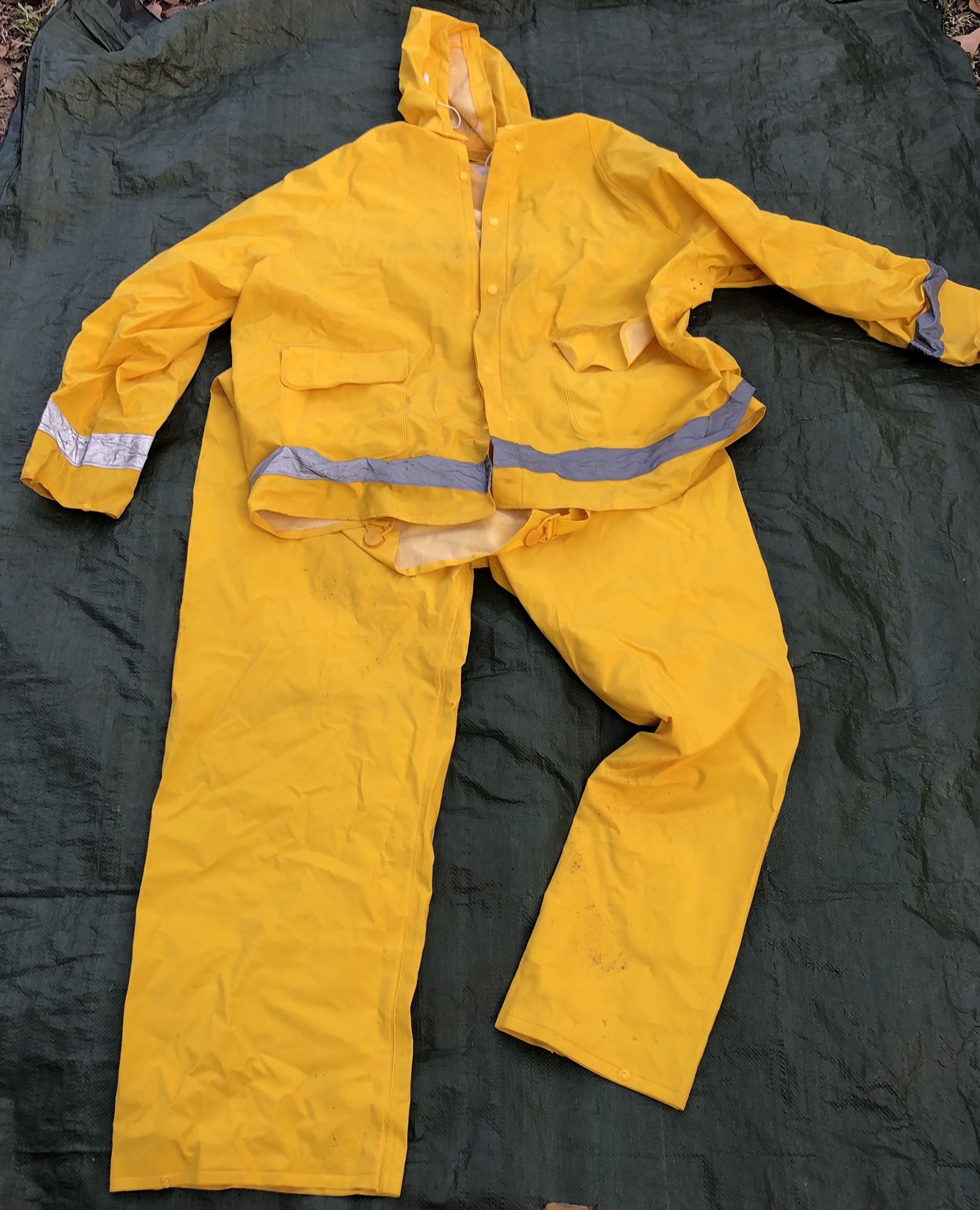 yellow polyethylene waterproof rain / storm suit