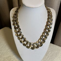 Gold Tone Double Circle Link Necklace