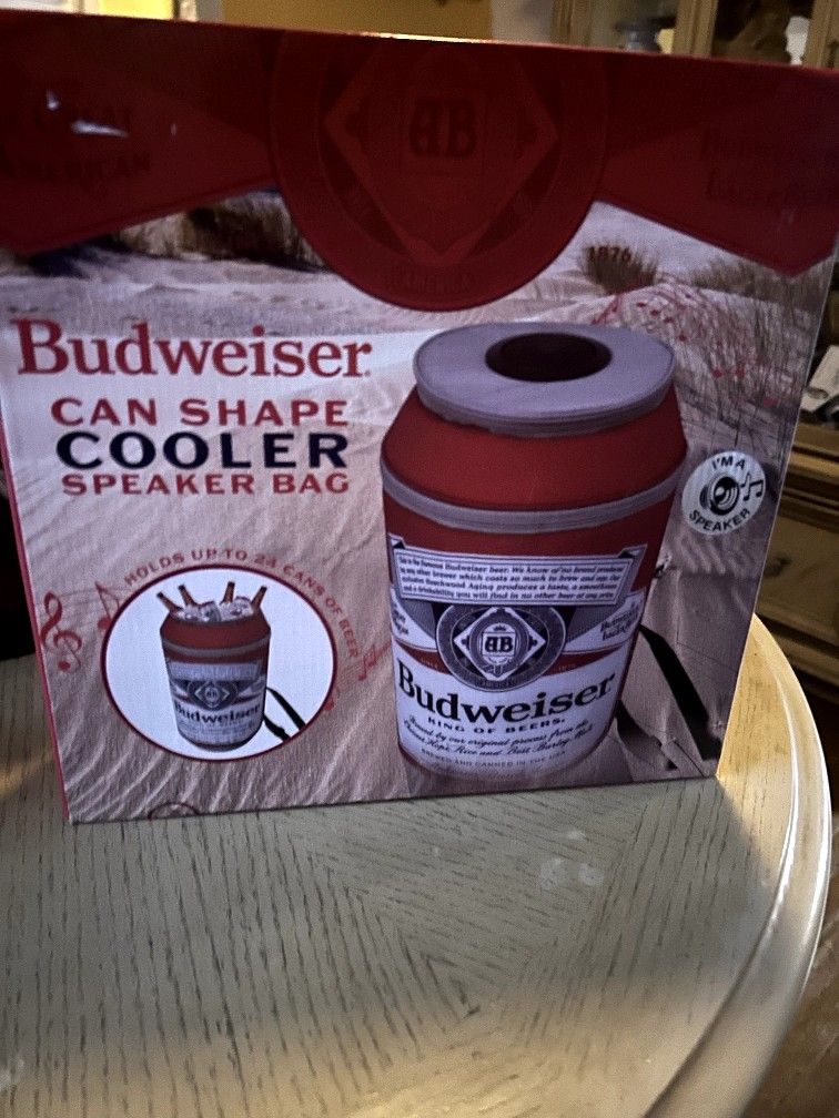 Budweiser Can Shape Cooler Bluetooth Speaker Bag With Bottle Opener NEW!