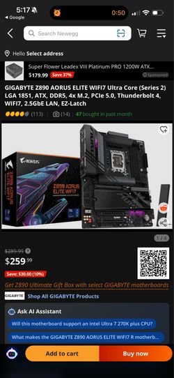 NEED GONE Z890 AORUS ELITE WIFI7GAMING MOTHERBOARD 180 or best offer