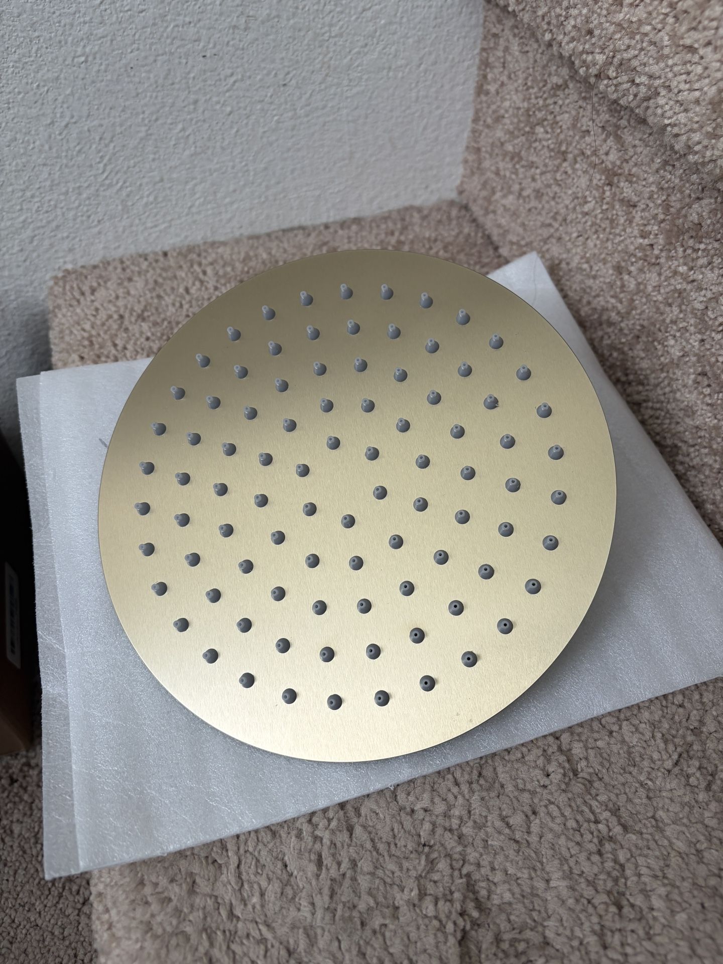 All Metal Rain Shower Head - Heavy Duty Stainless Steel, Easy Install, High Water Flow, Ultra-Thin Modern Design for Bathroom (F-Brushed Gold, 8)