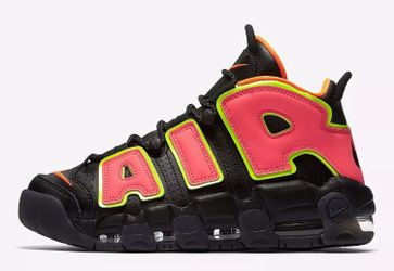 New Womens Nike Air More Uptempo Black Hot Punch Volt Sz 7 917593-002 Air Max Shipped with USPS Priority Mail (1 to 3 business days).
