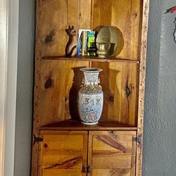 Single wooden Corner Shelf w/ Doors