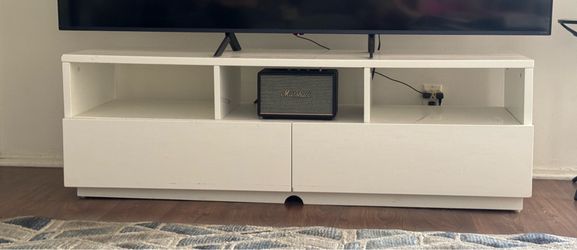 White TV Stand / Media Console with Drawers – 60” Wide