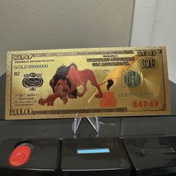 24k Gold Foil Plated Scar Disney Villains Banknote
