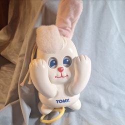 Tomy White Bunny Pull String Baby Toy