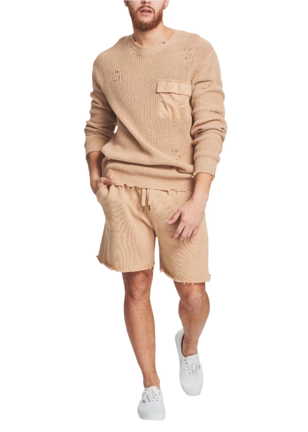 SER.O.YA Devin Sweater Tan Distress Size:XL