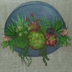 Small Faux Succulent Wall Decor, Metal