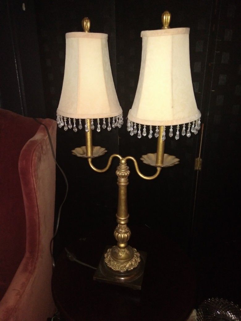 Double Sided Vintage Lamp With Beaded Shades 