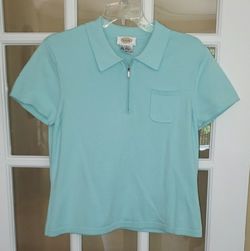 Talbots Light Teal/ Aqua Zip Polo Lightweight Sweater Top Size: LP