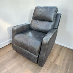GREY LEATHER RECLINER / ROCKER CHAIR 