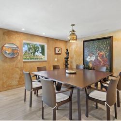 Wooden Dining Table With 8 Dining Chairs 