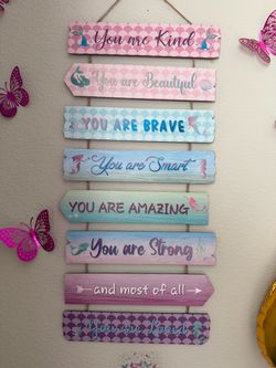 Mermaid Inspirational Wall Sign Hanging Decor