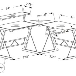 L-Shaped Glass Top Metal Base Computer Desk