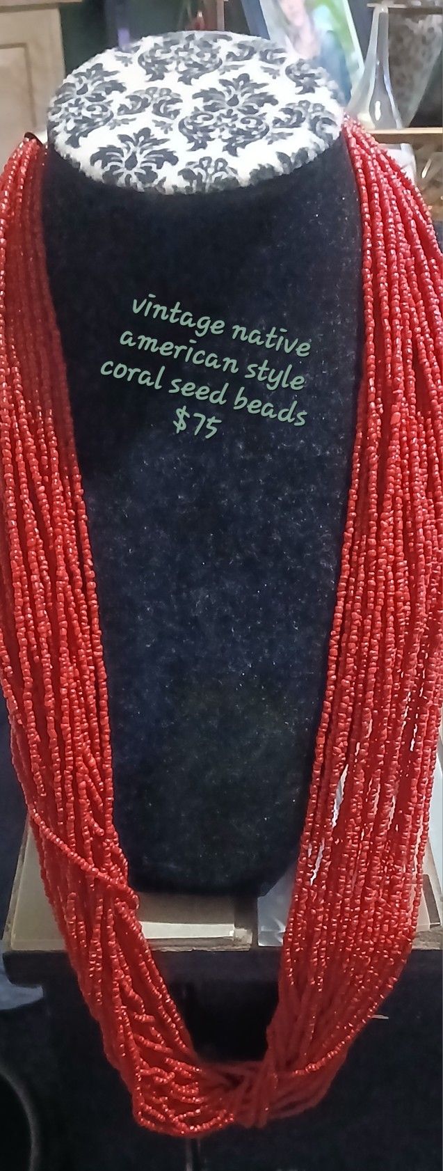 Vintage Native American Style Coral Seed Beads