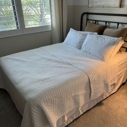 Queen Sized mattress, Box Spring, And Frame