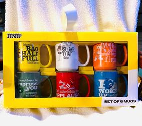 M&M's World "Verbal Characters" Multicolor Mug Set of 6 (12 oz) – New In Box