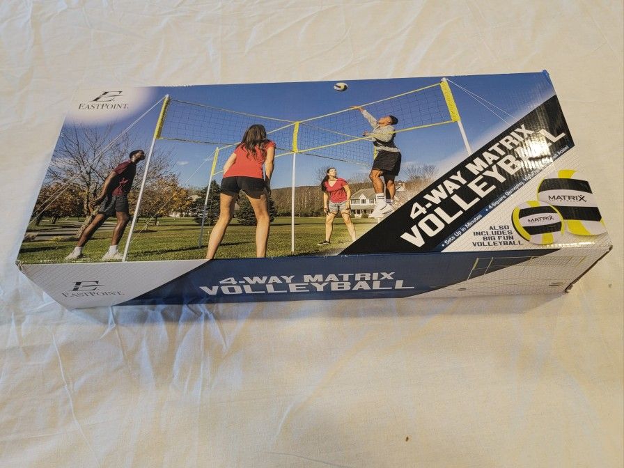 ☆NEW☆Eastpoint 4-Way Matrix Volleyball Set (Net, Official.Volleyball, Pump, Oversized Ball, Carry Bag)