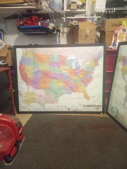 The United States Roadmaster Wall Map Series Approximately 2 Ft By 4 Ft Long $60 Both For $100 With The World Map And Nice Black Frame As Well