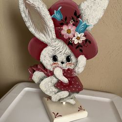Folk Art Bunny, Rabbit Decor centerpiece