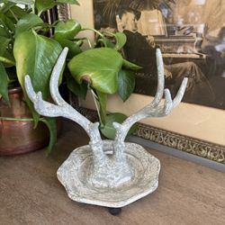 Antler Jewelry Display Organizer Gallery Wall Oddity Centerpiece Vintage Look Patina Horns Rustic  