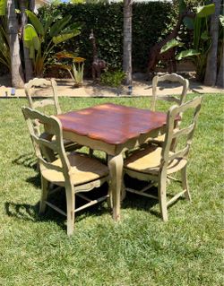 French Country Distressed Wood Dining Set
