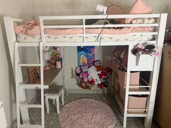 White metal Loft Bed
