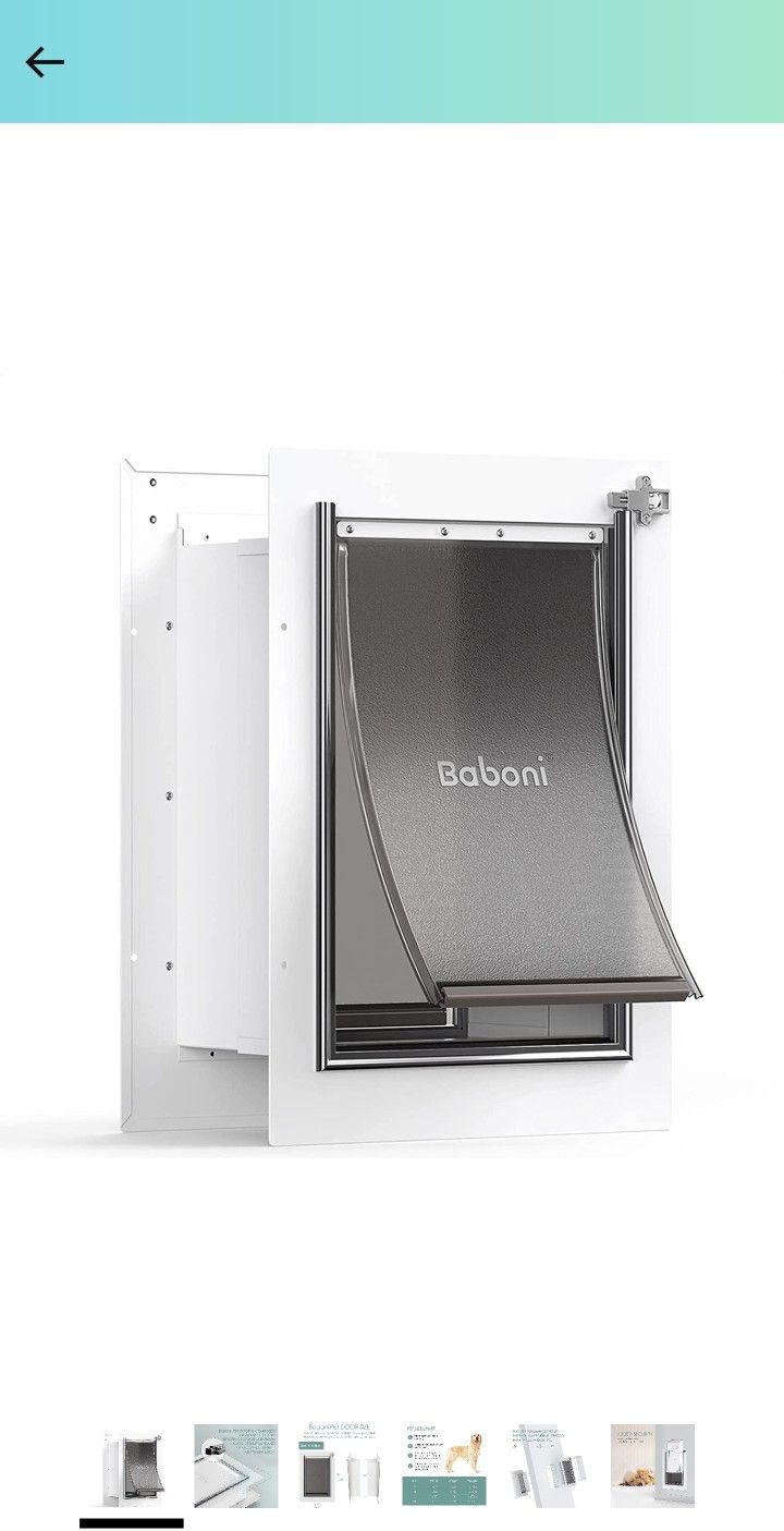 Baboni Pet Door for Wall, Steel Frame and Telescoping Tunnel, Aluminum Lock, Double Flap Dog Door and Cat Door, Strong and Durable (Pets Up to 40 Lb) 