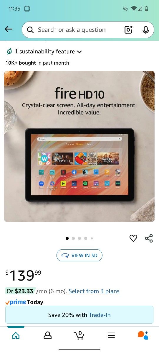 Amazon Fire Tablet 10 inch Tablet Like New + Free Case