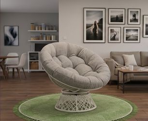 5x Papasan Outdoor & Indoor Chair - White Frame and Silver Cushion