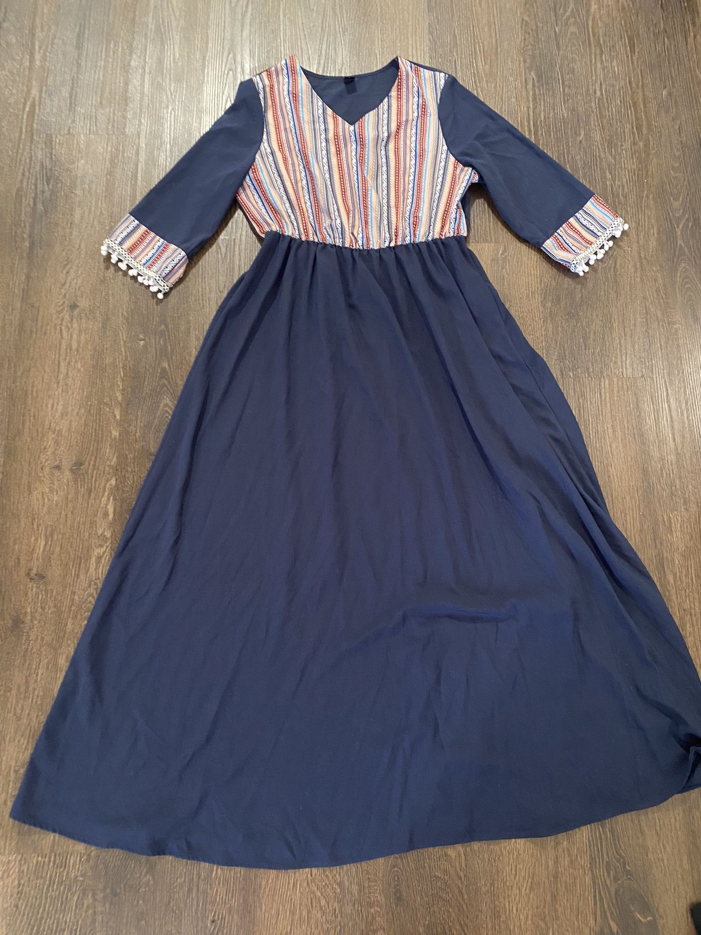 Womans Navy Blue Fringe Dress Size XL By Shein #16