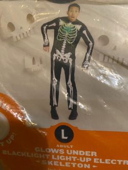 Adult Light-Up Skeleton Halloween Costume Size L
