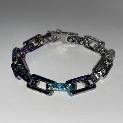 14k Stainless Steel Multi Color Silver Bracelet