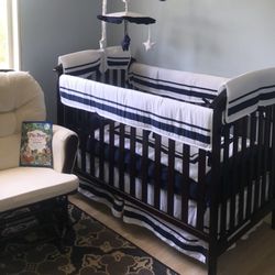 Crib With Mattress Bedding And High Chair 