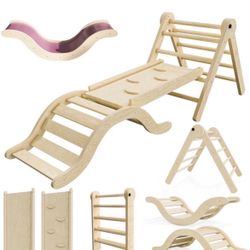 Pikler Triangle Set Climber 5 in 1, Toddler Climbing Toys Indoor 