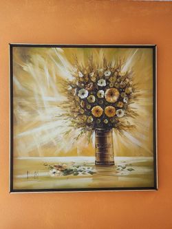 Mid century modern large artwork floral