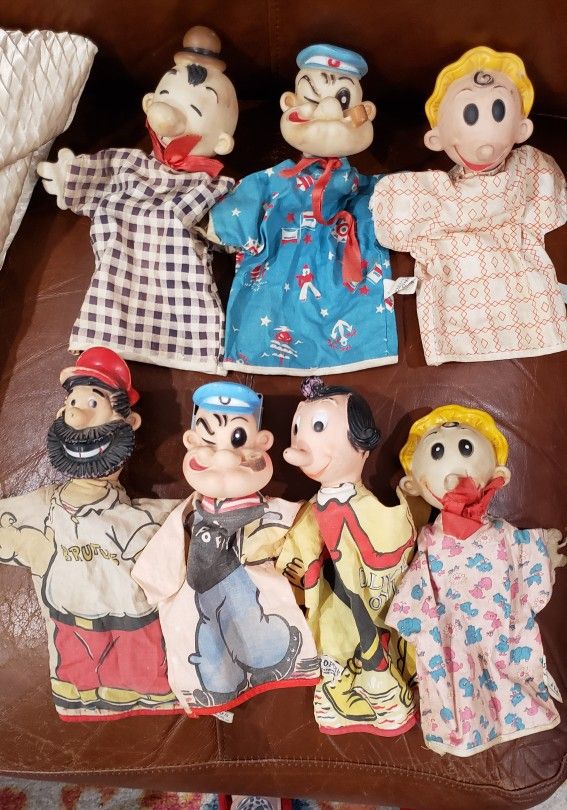 Hand Puppet Set: Popeye, Olive Oyl, Brutus (& Friends) Gund.
