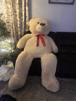 Giant Teddy Bear with Red Bow