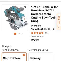 Makita Cordless Metal Cutter 5-7/8 Brushless 18V