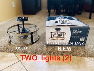 Two Light fixtures (semi Flush) 14” (1 nEw and 1 used)