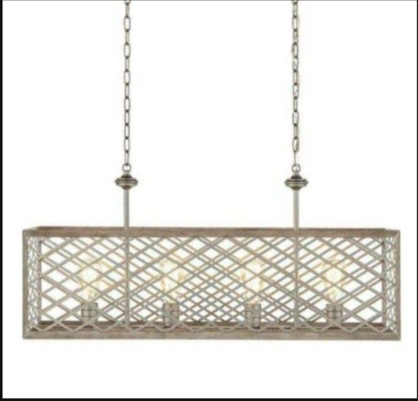 Light Gilded Pewter Linear Chandelier