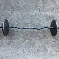 Weights curl bar with 50 lbs of weight plates